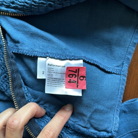 REFORMATION Yucca Linen Two Piece Matching Set / Dusty Blue Small 2 - Picture 6 of 7